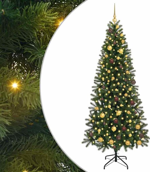 Sztuczna choinka z 300 diodami LED Zielony 210 cm PE i PVC