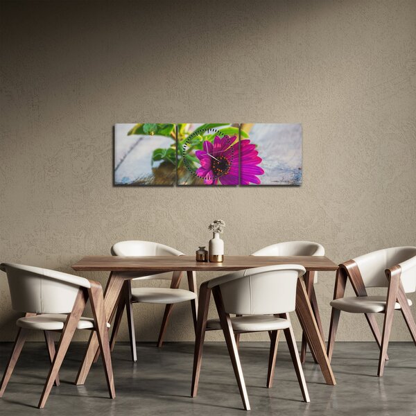 Obraz ciętego kwiatu (z zegarem) (90x30 cm)