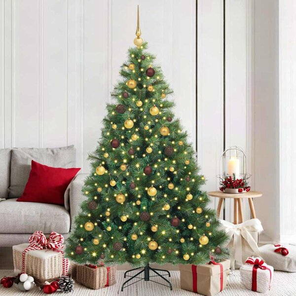 Sztuczna choinka z 300 diodami LED Zielony 180 cm PE i PVC