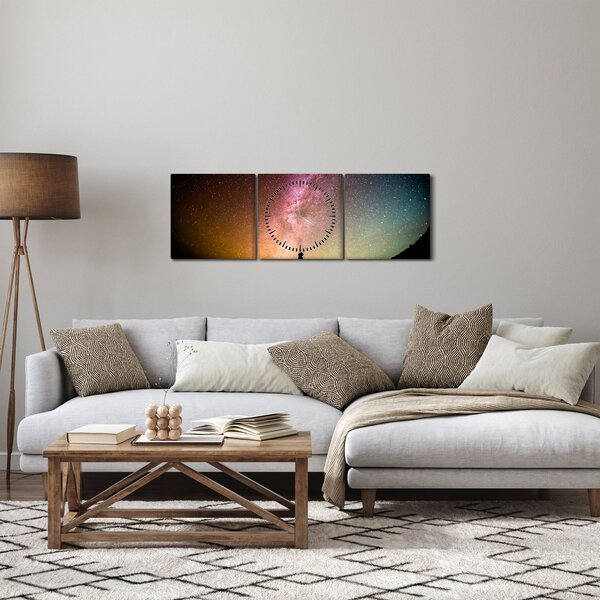 Obraz - niebo pełne gwiazd (z zegarem) (90x30 cm)