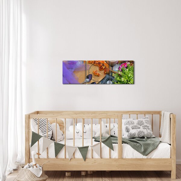 Obraz - letni piknik (z zegarem) (90x30 cm)