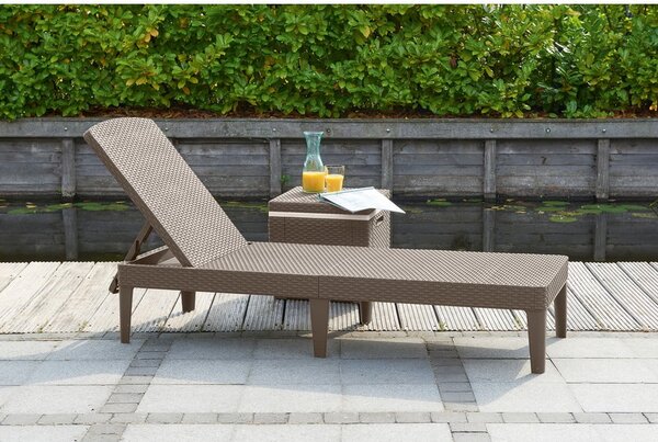Brązowy leżak ogrodowy ze sztucznego rattanu Jaipur – Keter