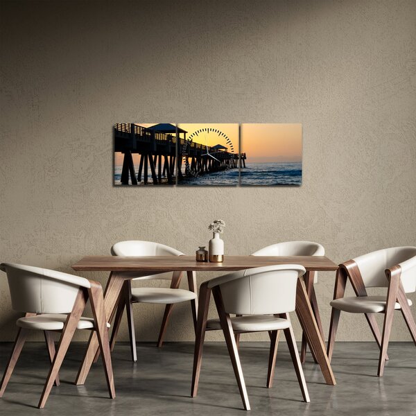 Obraz na plaży (z zegarem) (90x30 cm)