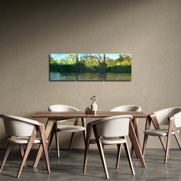 Obraz - jezioro (z zegarem) (90x30 cm)