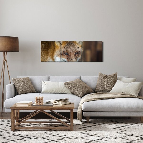 Obraz lisa (z zegarem) (90x30 cm)