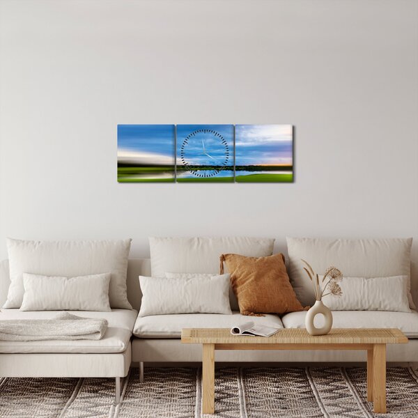Obraz łąki (z zegarem) (90x30 cm)