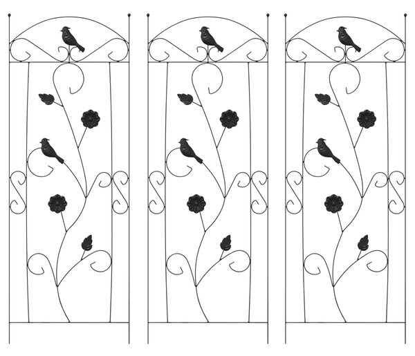 Ogrodzenie Ogrodowe 3 szt. Czarny 110 x 40 cm Stal