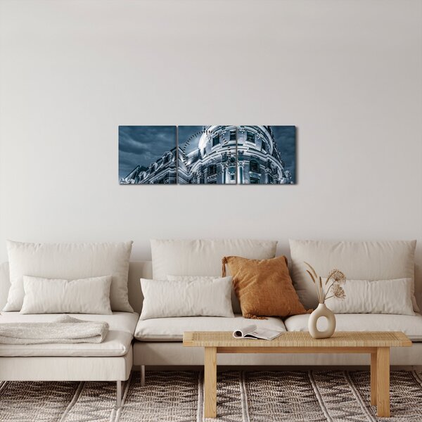 Obraz architektury w ciemności (z zegarem) (90x30 cm)