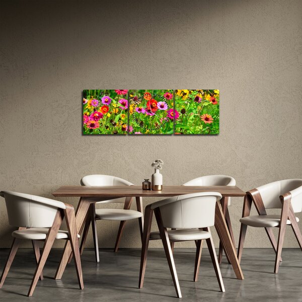Obraz kwiatów polnych (z zegarem) (90x30 cm)