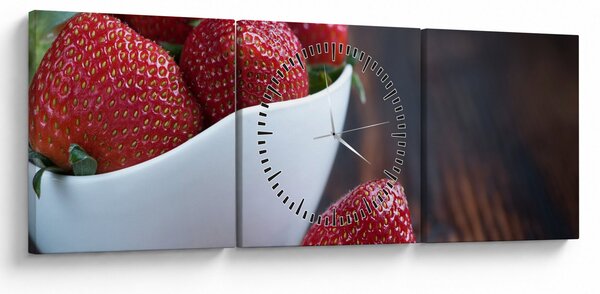 Obraz truskawek (z zegarem) (90x30 cm)