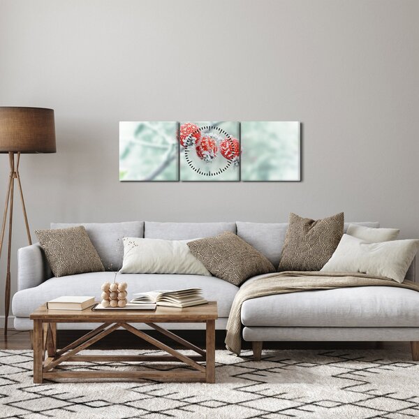 Obraz mrożonych owoców dzikiej róży (z zegarem) (90x30 cm)