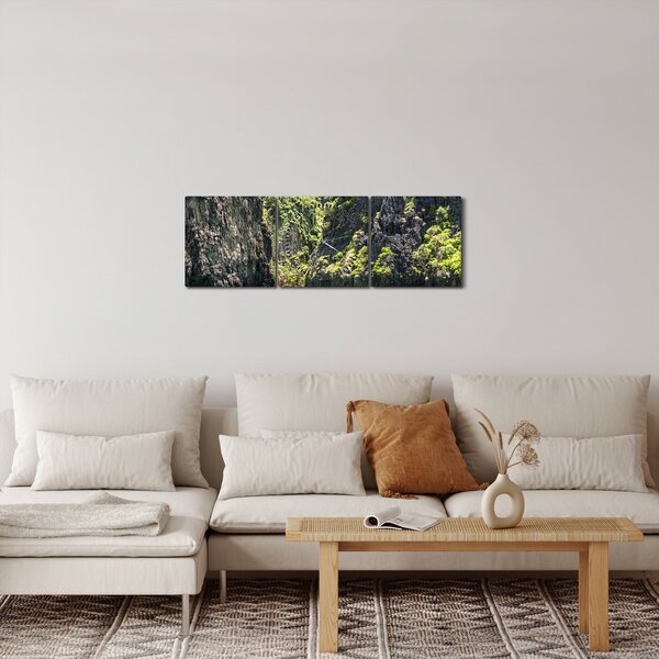 Obraz górskiej rzeki (z zegarem) (90x30 cm)
