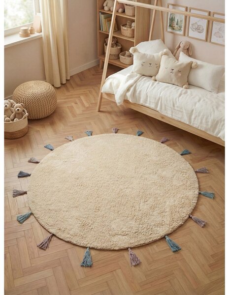 Kremowy bawełniany dywan dziecięcy odpowiedni do prania/tkany ręcznie ø160 cm Snuggle Sunna – Hanse Home