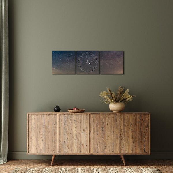 Obraz nocnego nieba (z zegarem) (90x30 cm)