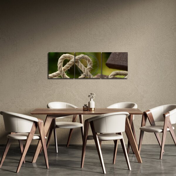 Obraz serca z liny (z zegarem) (90x30 cm)