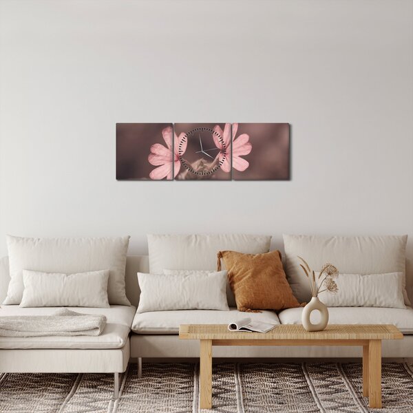 Obraz kwiatu róży (z zegarem) (90x30 cm)