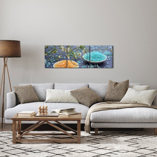 Obraz kolorowej soli morskiej (z zegarem) (90x30 cm)
