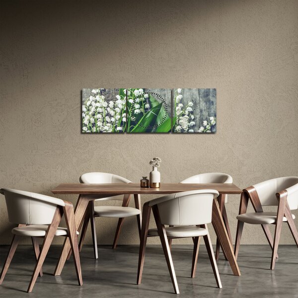 Obraz konwalii (z zegarem) (90x30 cm)