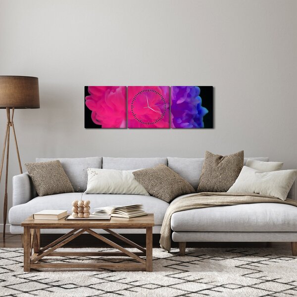 Obraz kolorowego dymu (z zegarem) (90x30 cm)