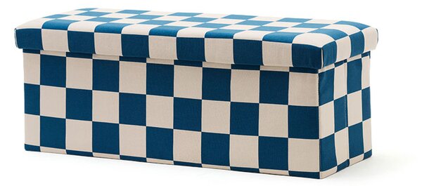 Kid's Concept - Pufa ze schowkiem w szachownicę - 80 cm, check teal
