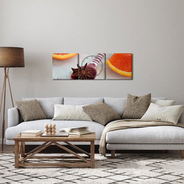 Obraz cynamonu na łyżce (z zegarem) (90x30 cm)