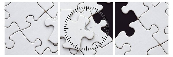 Obraz puzzli (z zegarem) (90x30 cm)