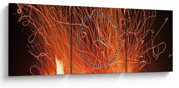Obraz ognia (z zegarem) (90x30 cm)