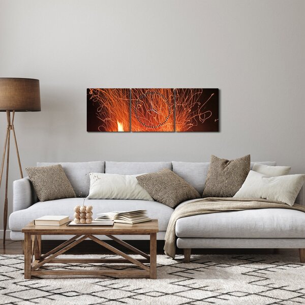 Obraz ognia (z zegarem) (90x30 cm)