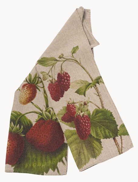 Komplet ręczników kuchennych z lnu Strawberry & Raspberry, 2 elem