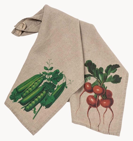 Komplet ręczników kuchennych z lnu Radish & Peas, 2 elem