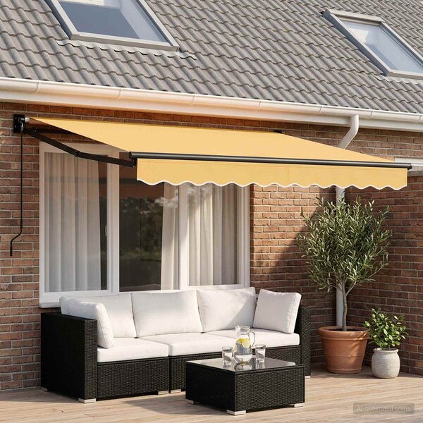 Markiza wysuwana piaskowy 3 x 2,5 m 100% Poliester i Aluminium