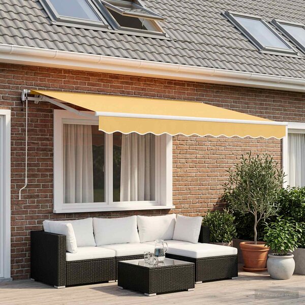 Markiza wysuwana piaskowy 350 x 250 cm Poliester