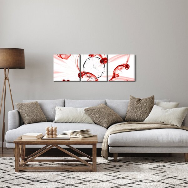 Obraz serce z dymu (z zegarem) (90x30 cm)