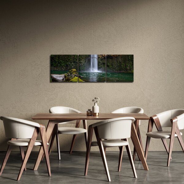 Obraz wodospadów (z zegarem) (90x30 cm)