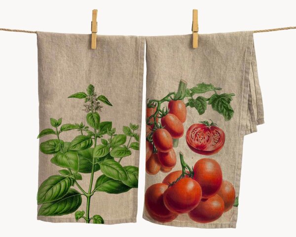 Komplet ręczników kuchennych z lnu Tomato & Basil, 2 elem