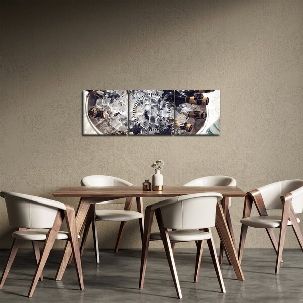 Obraz - szampan w lodzie (z zegarem) (90x30 cm)