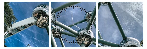 Obraz - Atomium w Brukseli (z zegarem) (90x30 cm)
