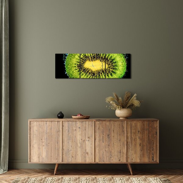 Obraz - szczegół kiwi w wodzie (z zegarem) (90x30 cm)