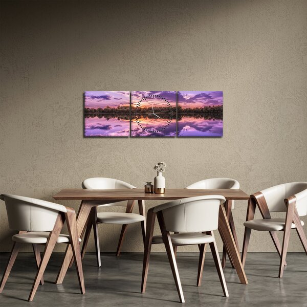 Obraz fioletowego nieba (z zegarem) (90x30 cm)