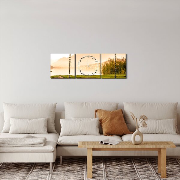 Obraz huśtawki w przyrodzie (z zegarem) (90x30 cm)