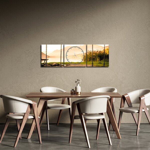 Obraz huśtawki w przyrodzie (z zegarem) (90x30 cm)