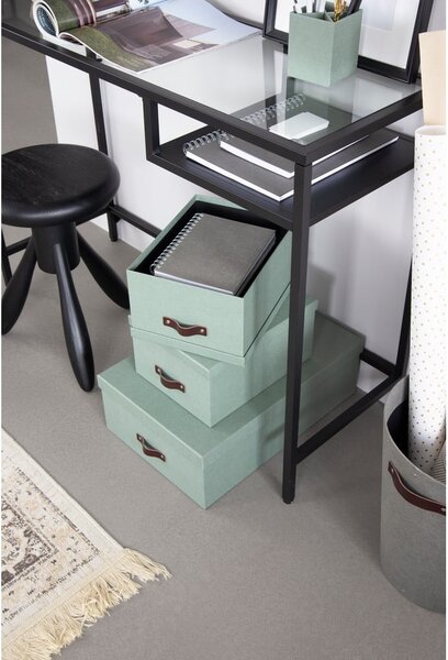 Miętowe kartonowe pojemniki z pokrywką zestaw 3 szt. 31x47x15 cm Inge – Bigso Box of Sweden