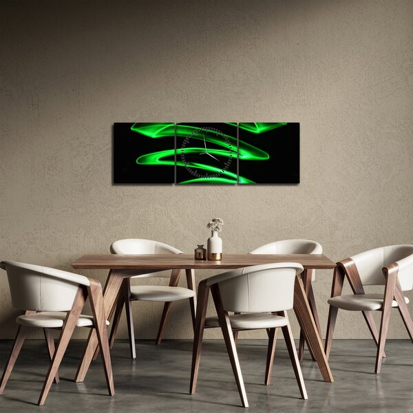 Obraz - neonowe fale (z zegarem) (90x30 cm)