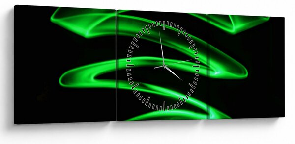 Obraz - neonowe fale (z zegarem) (90x30 cm)