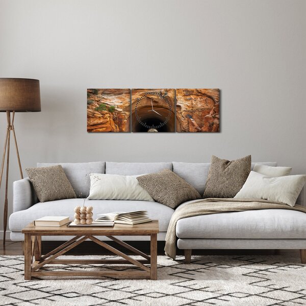 Obraz - tunel w skale (z zegarem) (90x30 cm)