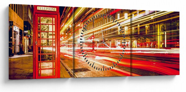 Obraz czerwonej budki telefonicznej w Londynie (z zegarem) (90x30 cm)