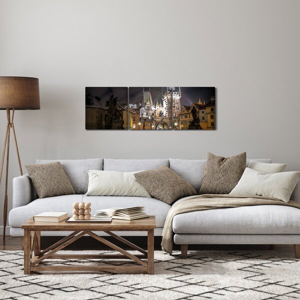 Obraz oświetlonej Bramy Pyłu (z zegarem) (90x30 cm)