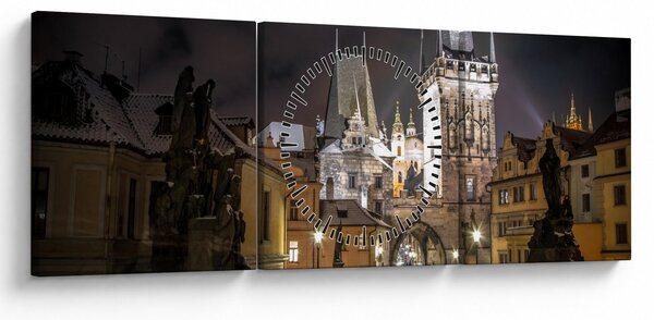 Obraz oświetlonej Bramy Pyłu (z zegarem) (90x30 cm)