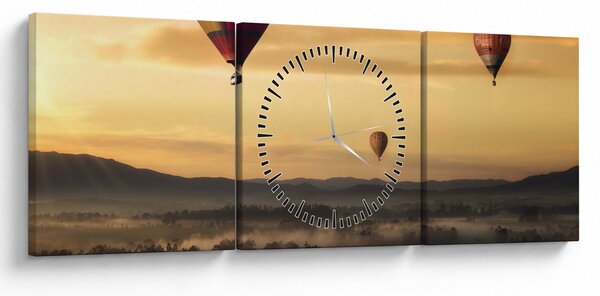 Obraz - latające balony (z zegarem) (90x30 cm)
