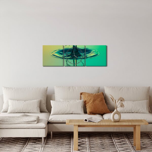 Obraz kropli wody (z zegarem) (90x30 cm)